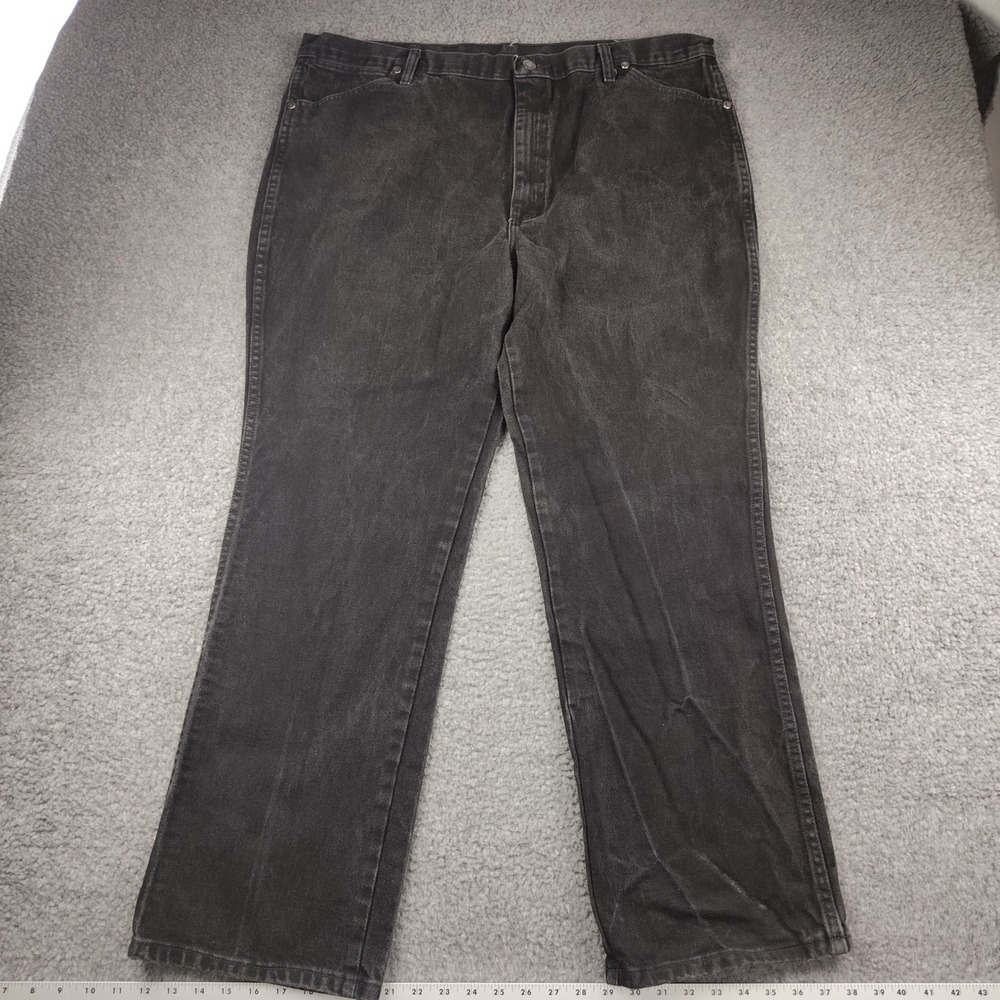 Wrangler Black Denim Cowboy Cut Slim Fit Straight Leg Jeans 42x32 Mens